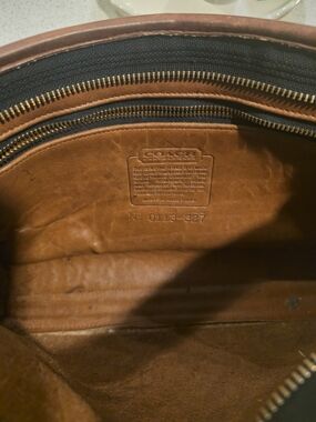 Coach Leather Bag in Warm Brown with Gold Zipper